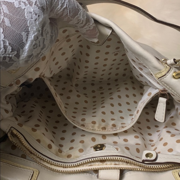 COACH Peyton Carryall Leather Satchel (EUC) Bone/ Gold - Picture 10 of 17